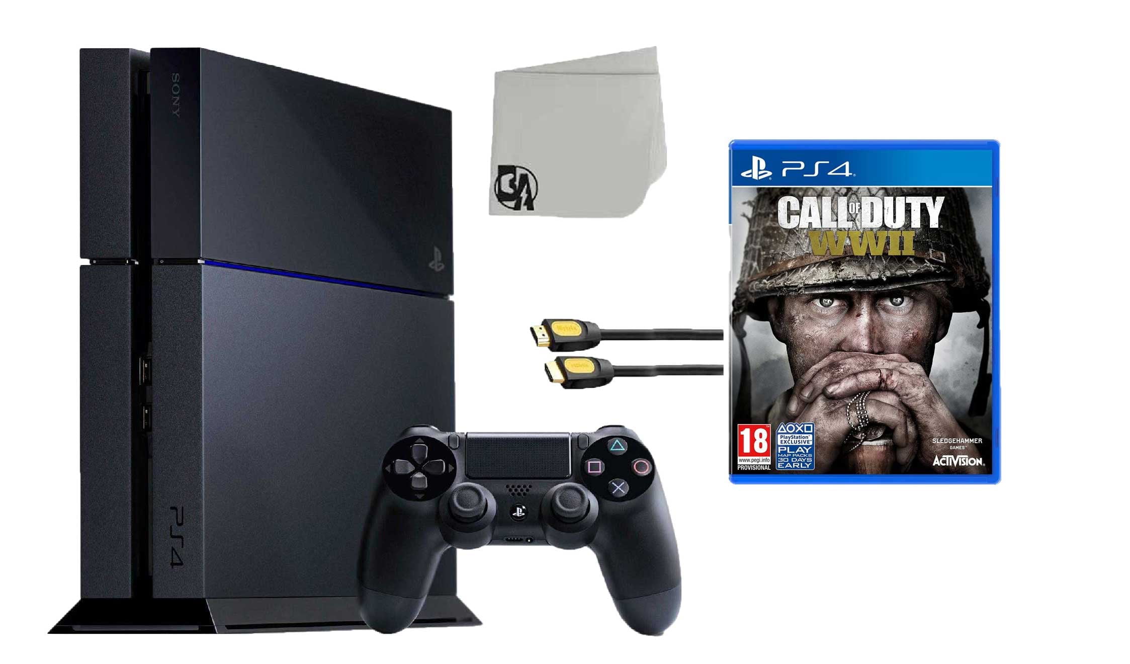 Restored Sony PlayStation 4 500GB Gaming Console Black with Call of Duty WW2 BOLT AXTION Bundle (Refurbished)